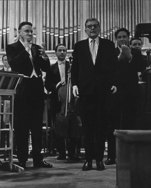 Shostakovich after the première of the Fourth Symphony at the Moscow Conservatory